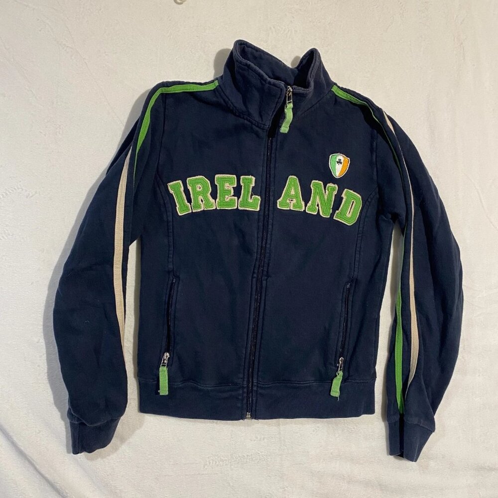 Vintage Retro Irish Ireland Kids 8/10 Blue Full Zip Performance Athletic Jacket